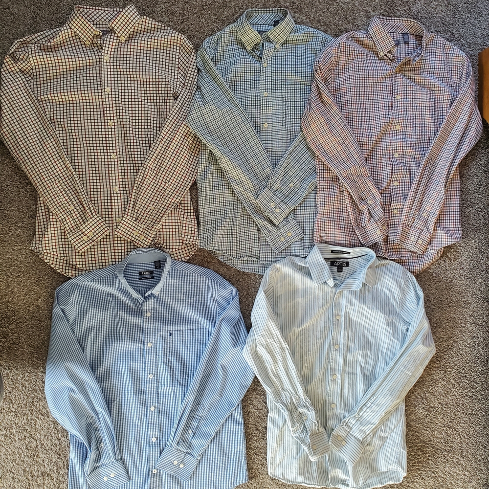 Men's Checkered and Striped Shirt Bundle. Size S & Size M. #MP